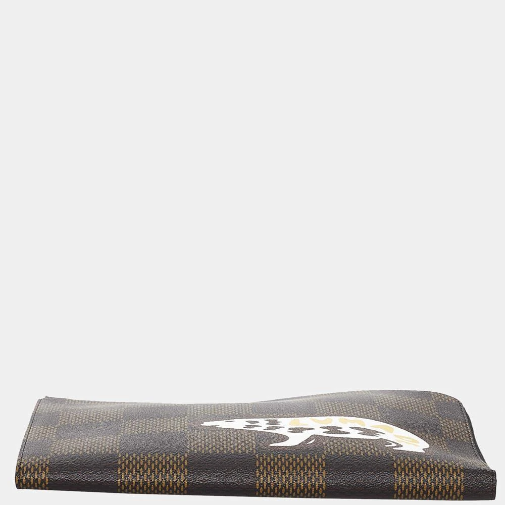 商品[二手商品] Louis Vuitton|Louis Vuitton Brown Damier Ebene Nigo Bear Clutch Bag,价格¥8816,第5张图片详细描述