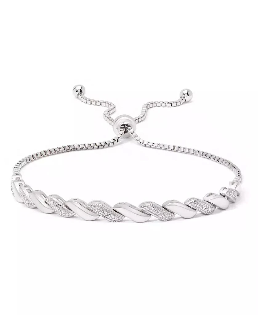 商品Macy's|Diamond Accent San Marco Link Bolo Adjustable Bracelet in Silver Plate, Gold Plate or Rose Gold Plate,价格¥314,第1张图片