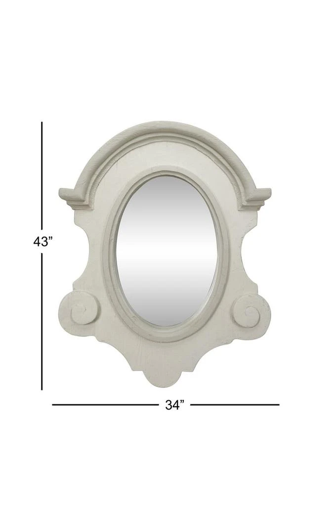 商品SONOMA SAGE HOME|Large White Wood Oval Wall Mirror with Arched Frame & Carved Scrolls,价格¥2417,第4张图片详细描述