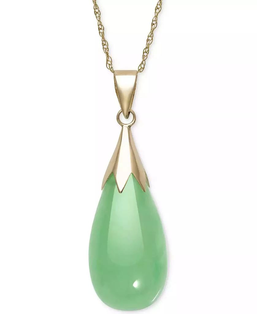 商品Macy's|Dyed Jade  (10 x 20mm) Elongated Teardrop Pendant Necklace in 10k Gold,价格¥1349,第1张图片