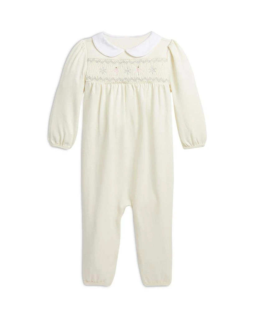 商品Ralph Lauren|Girls' Smocked Cotton Coverall - Baby,价格¥696,第1张图片