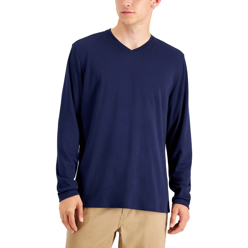 商品Alfani|Men's Long Sleeve Supima V-Neck T-Shirt, Created for Macy's,价格¥45,第1张图片