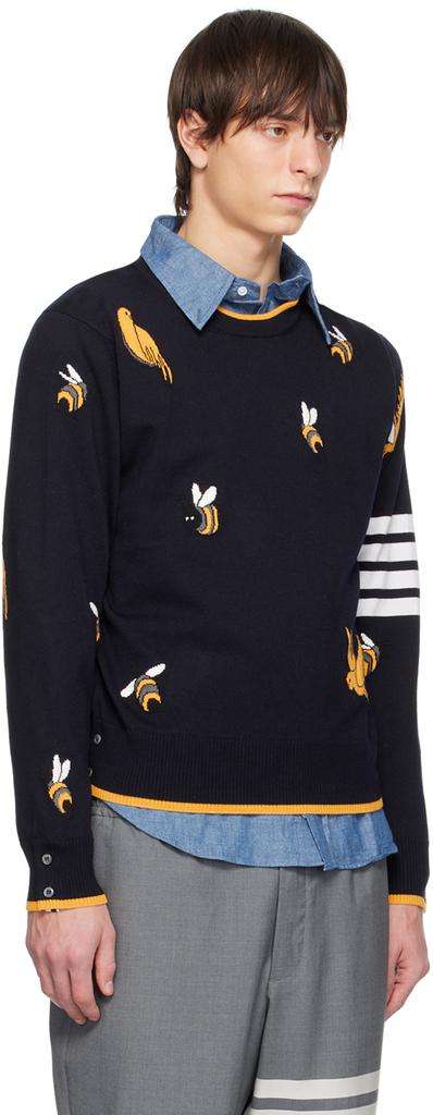 Navy Birds And Bees Half Drop Sweater商品第2张图片规格展示