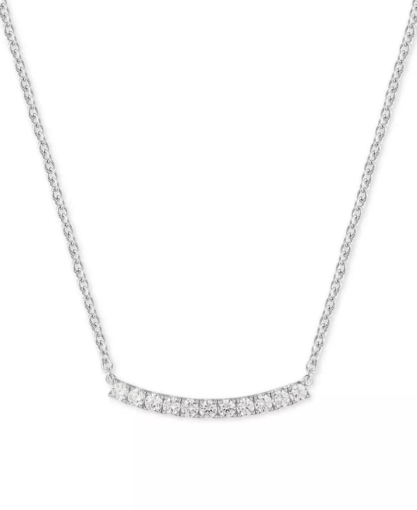 商品Macy's|Cubic Zirconia Curved Bar 18" Pendant Necklace in Sterling Silver,价格¥335,第1张图片