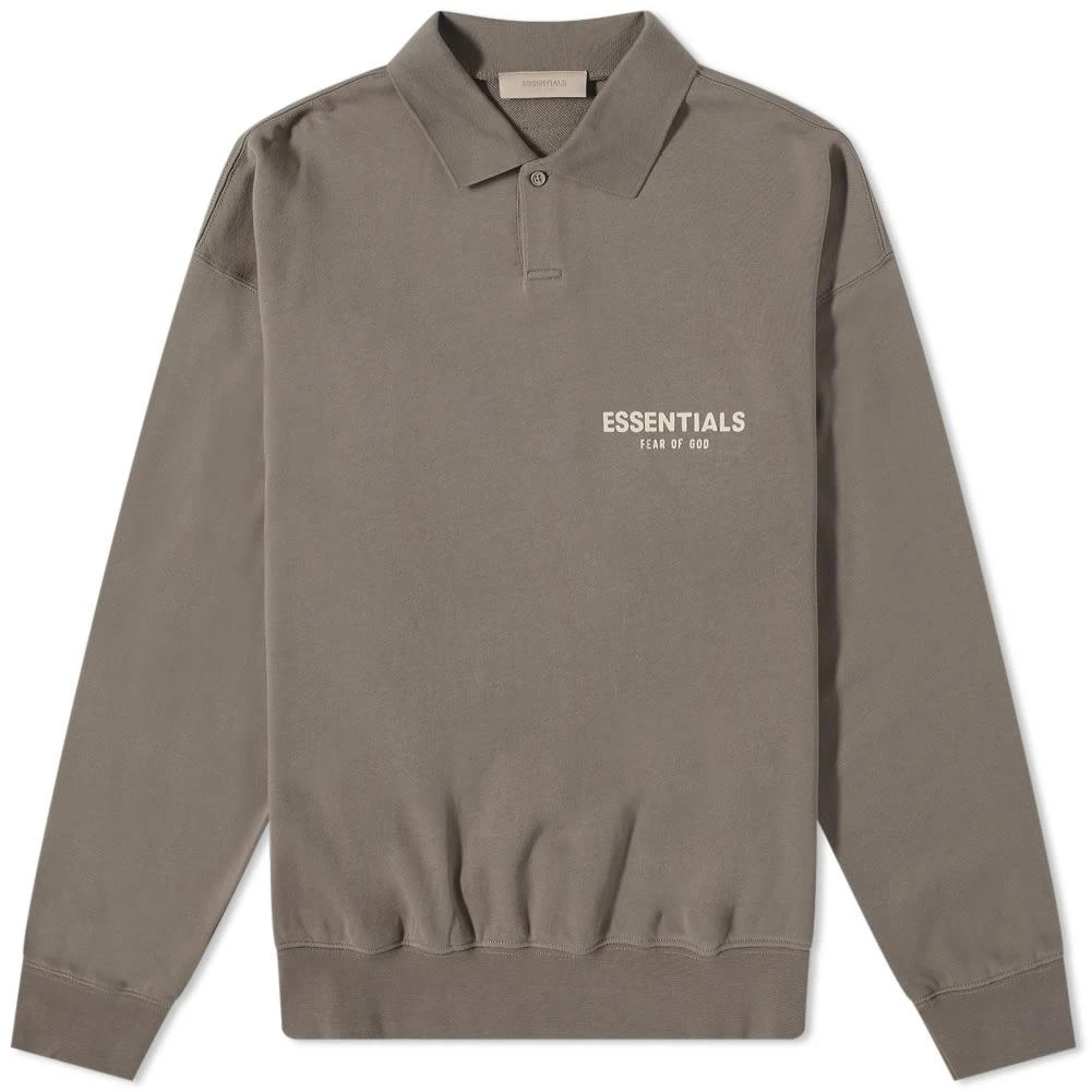 商品Essentials|Fear of God ESSENTIALS Logo Long Sleeve Polo - Desert Taupe,价格¥521,第1张图片