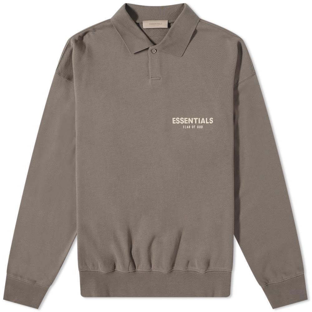 商品Essentials|Fear of God ESSENTIALS Logo Long Sleeve Polo - Desert Taupe,价格¥662,第1张图片