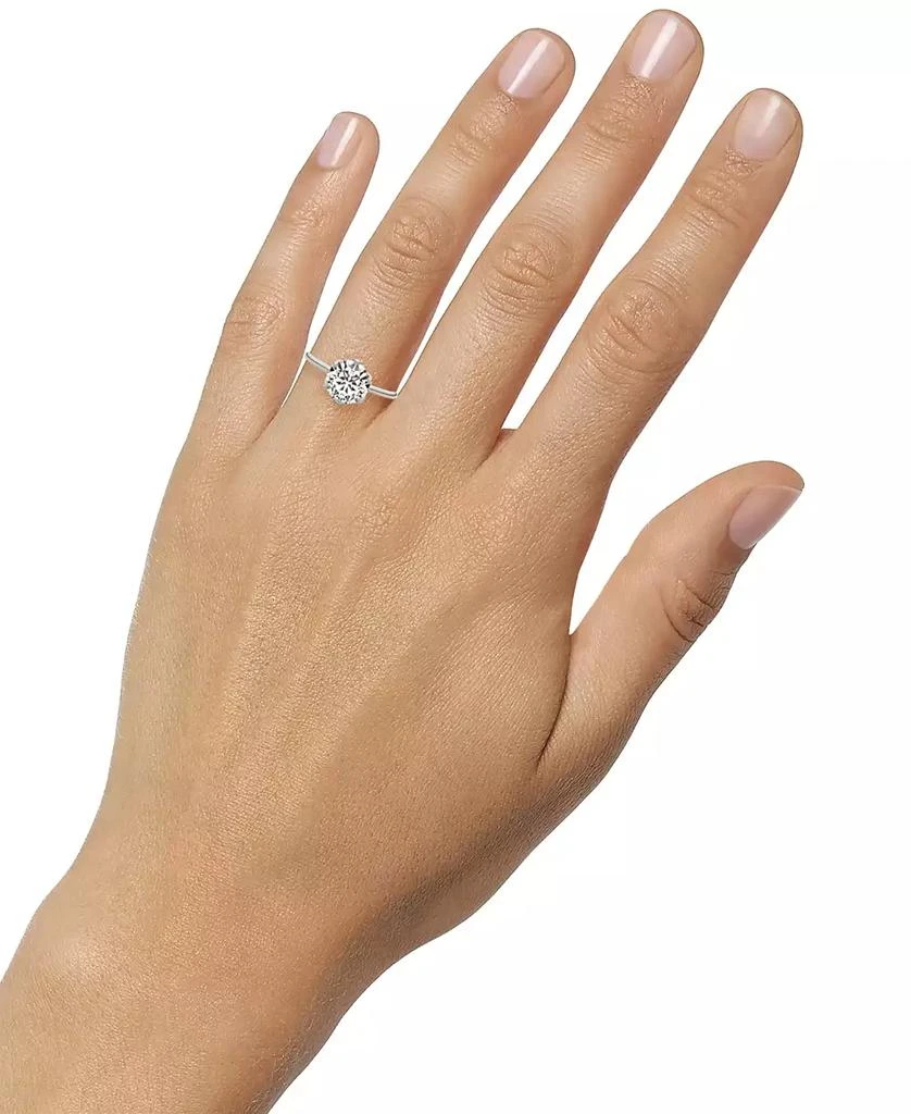 商品Charles & Colvard|Moissanite Round Solitaire Ring (1-9/10 Carat Total Weight Diamond Equivalent) in 14K White Gold,价格¥7213,第2张图片详细描述