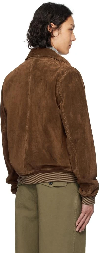 商品Drake's|Brown Heavyweight A2 Suede Bomber Jacket,价格¥14327,第3张图片详细描述