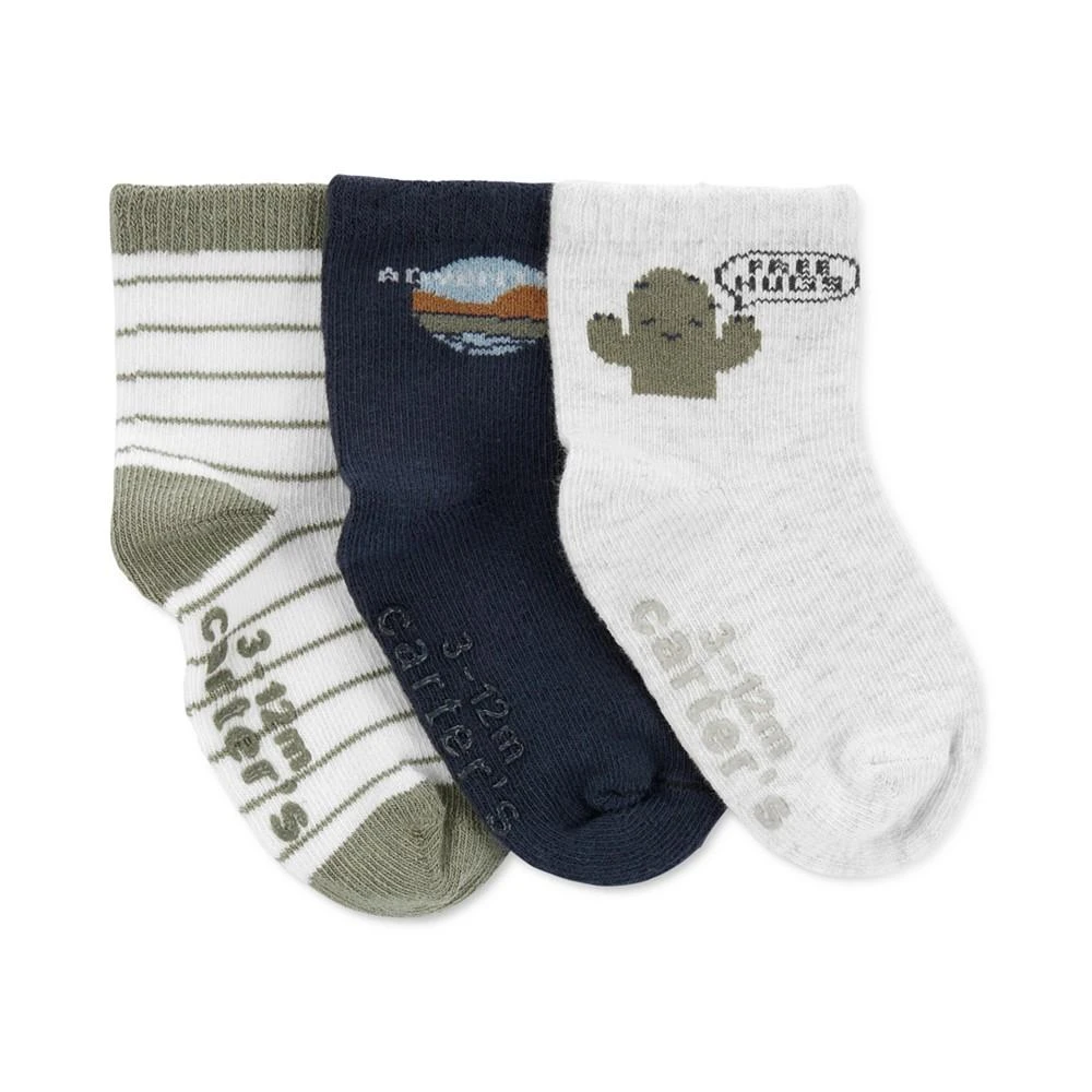 商品Carter's|Baby Boys Cactus Graphic Crew Socks, Pack of 3,价格¥31,第1张图片