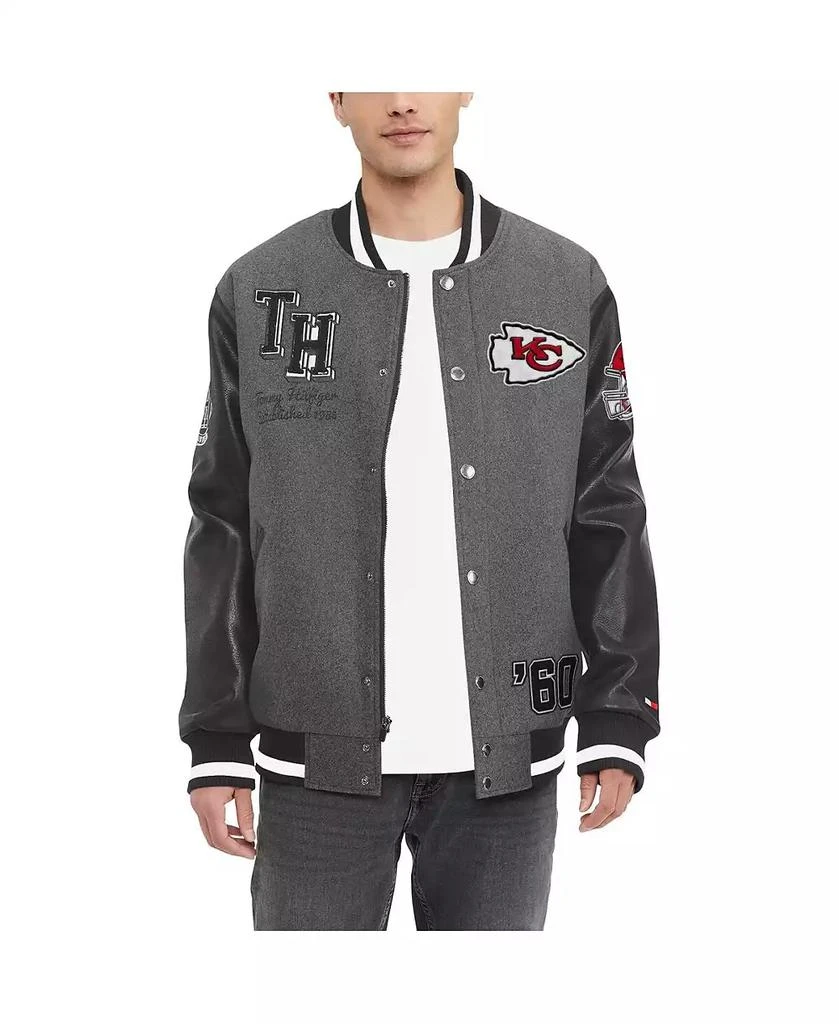 商品Tommy Hilfiger|Men's Heather Gray, Black Kansas City Chiefs Gunner Full-Zip Varsity Jacket,价格¥1234,第1张图片