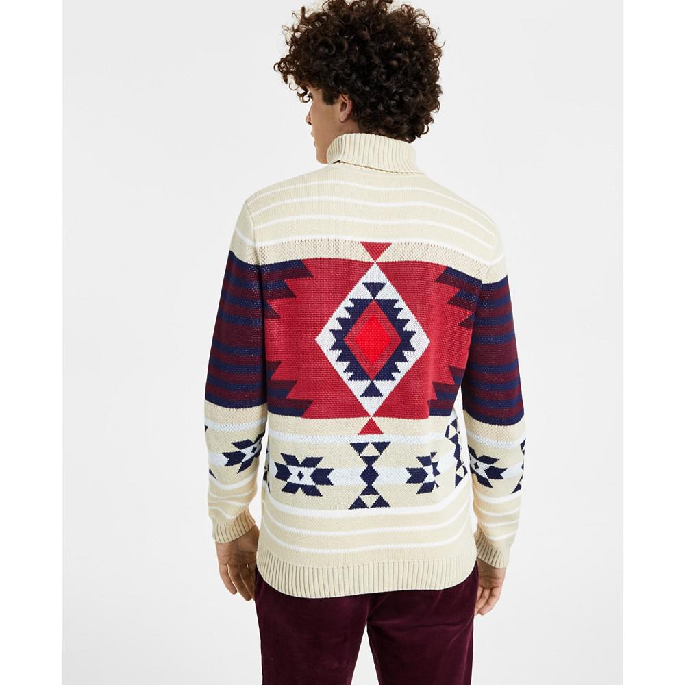 Men's Chunky Fair Isle Turtleneck Pullover Sweater, Created for Macy's商品第5张图片规格展示