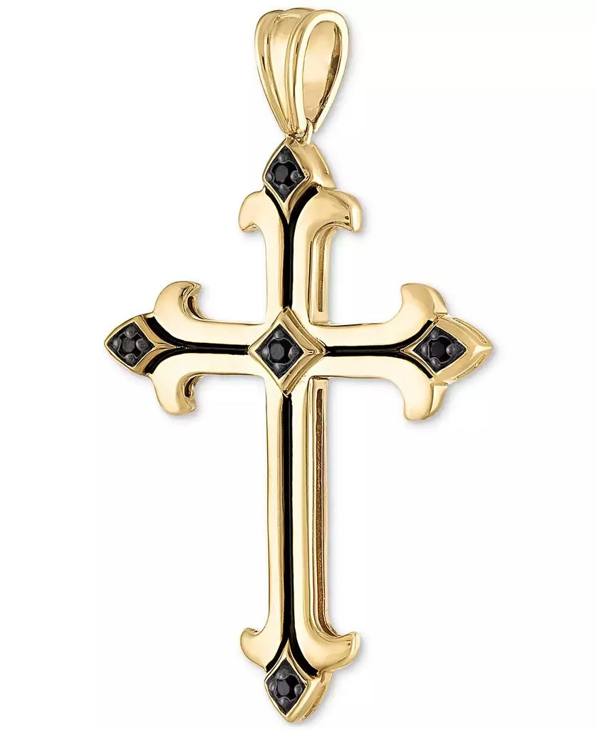 商品Esquire Men's Jewelry|Black Cubic Zirconia Cross Pendant in 14k Gold-Plated Sterling Silver, Created for Macy's,价格¥717,第2张图片详细描述