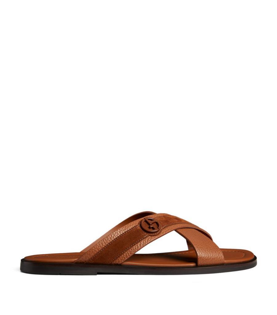 商品Giorgio Armani|Leather Logo Sandals,价格¥3850,第1张图片