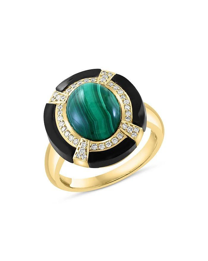 商品Bloomingdale's|Malachite, Onyx and Diamond Ring in 14K Yellow Gold,价格¥30268,第1张图片