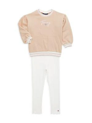 商品Tommy Hilfiger|Little Girl’s 2-Piece Puff Sleeve Sweatshirt & Leggings Set,价格¥244,第1张图片