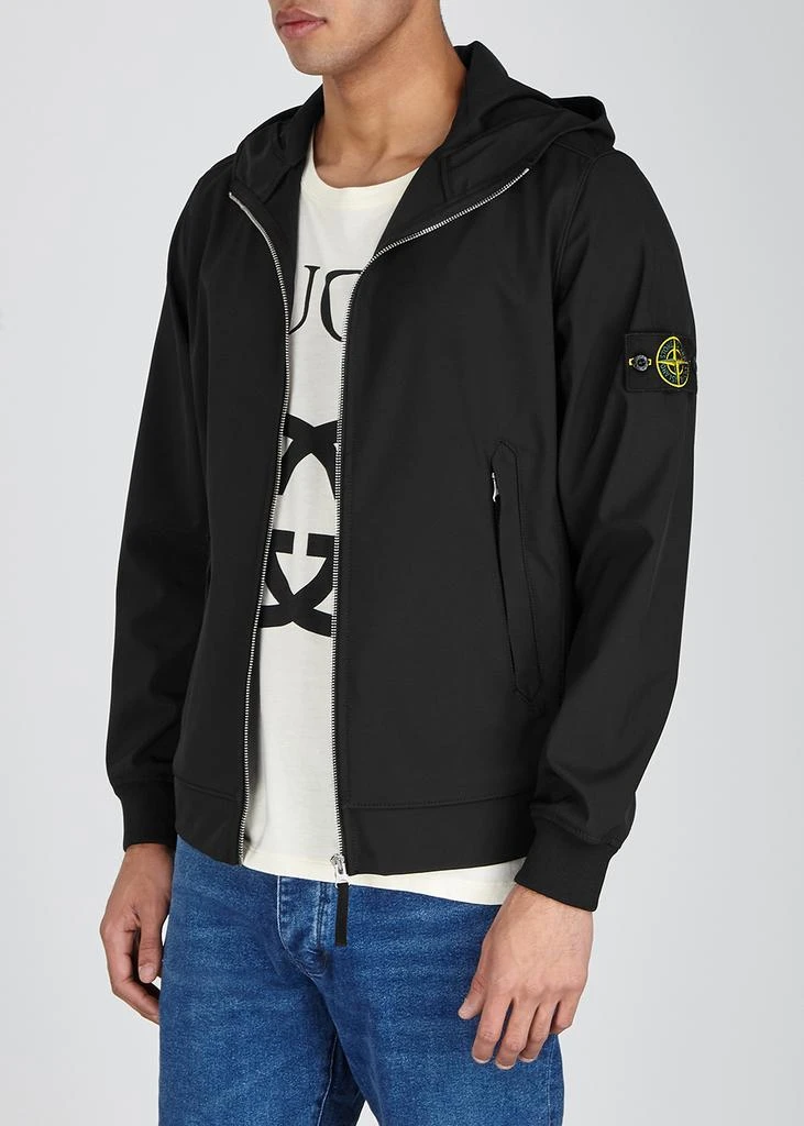 商品Stone Island|Black hooded soft-shell jacket 连帽外套,价格¥3540,第2张图片详细描述