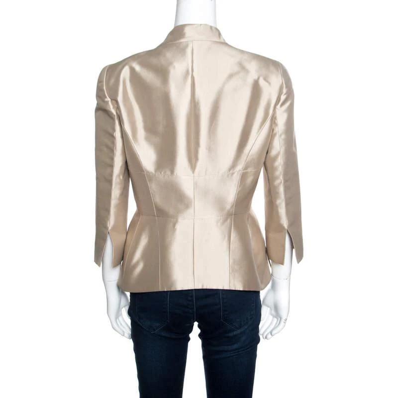 商品[二手商品] Alexander McQueen|Alexander McQueen Champagne Silk Faux Lapel Mikado Blazer M,价格¥813,第3张图片详细描述