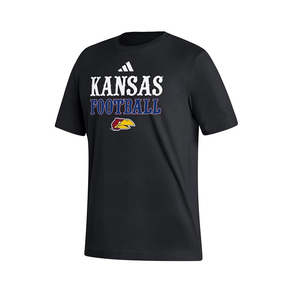 商�品Adidas|Men's Black Kansas Jayhawks Football Sideline Strategy T-shirt,价格¥220,第3张图片详细描述