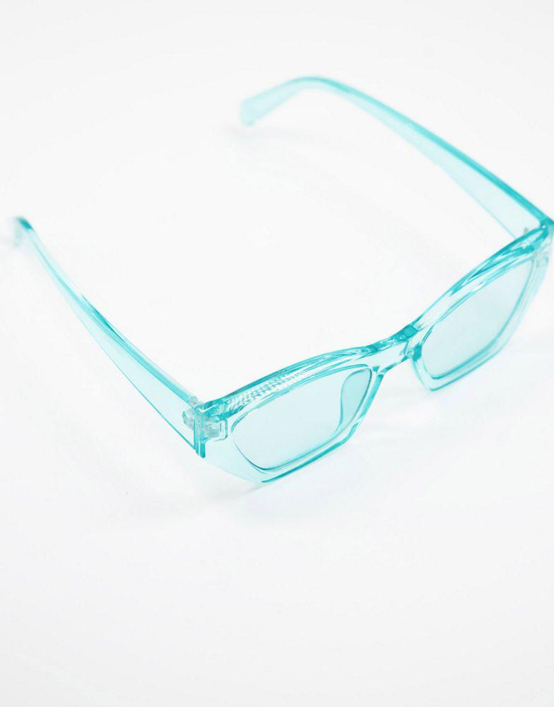 ASOS DESIGN crystal blue cat eye sunglasses with tonal lens  - LBLUE商品第2张图片规格展示