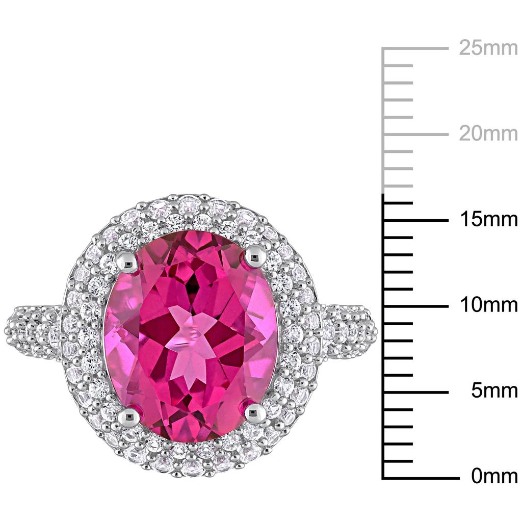 商品Mimi & Max|7 1/7ct TGW Pink Topaz and Created White Sapphire Double Halo Cocktail Ring in Sterling Silver,价格¥807,第3张图片详细描述