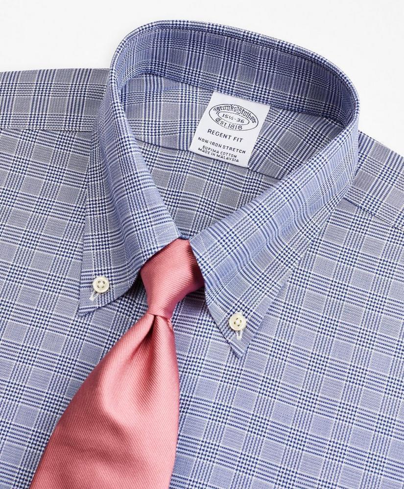 商品Brooks Brothers|Stretch Regent Regular-Fit Dress Shirt, Non-Iron Royal Oxford Button-Down Collar Glen Plaid,价格¥522,第4张图片详细描述