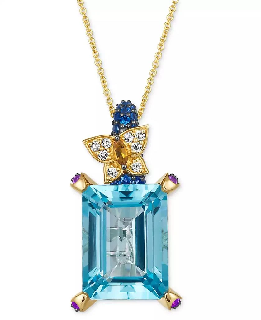 商品Le Vian|Crazy Collection® Multi-Gemstone (12-1/2 ct. t.w.) & Diamond (1/10 ct. t.w.) Butterfly 20" Adjustable Pendant Necklace in 14k Gold,价格¥45747,第1张图片