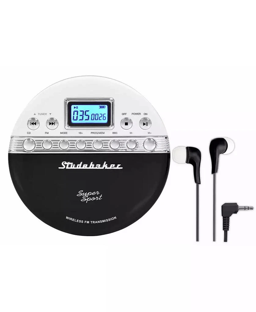 商品Studebaker|SB3705BW Joggable Personal CD Player with Wireless FM Transmission and FM PLL Radio,价格¥645,第1张图片