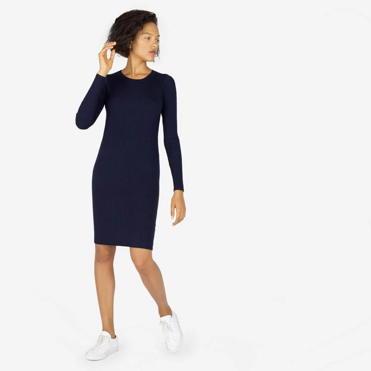 商品Everlane|The Luxe Wool Ribbed Long-Sleeve Dress,价格¥568,第2张图片详细描述