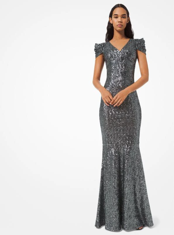 商品Michael Kors|Sequined Mesh Trumpet Gown,价格¥37386,第1张图片