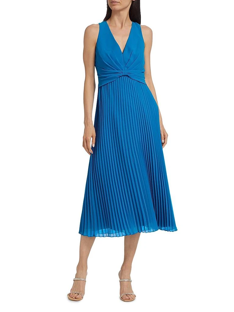 商品Badgley Mischka|Sunburst Pleated Bow-Waist Midi-Dress,价格¥1972,第2张图片详细描述