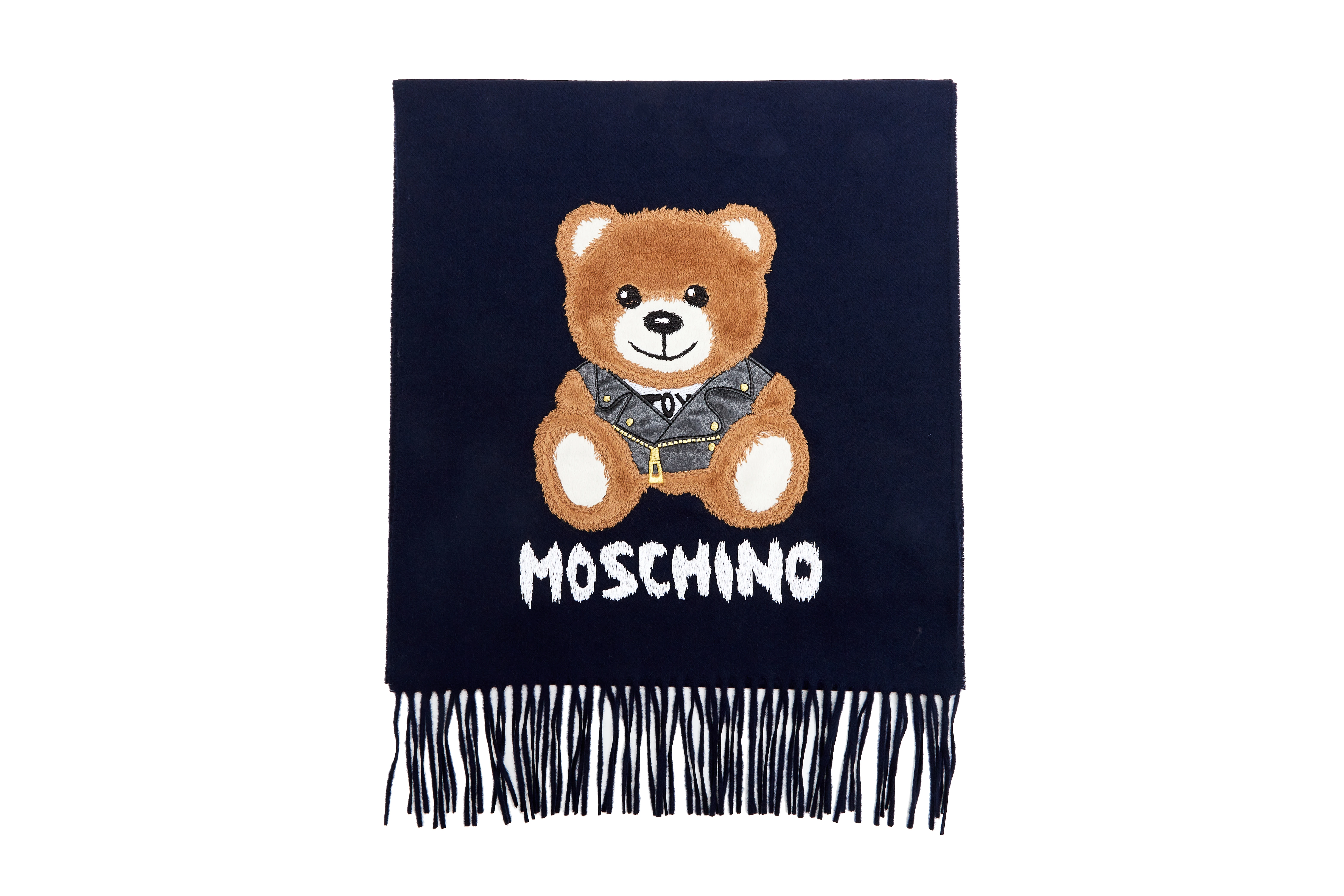 商品[国内直发] Moschino|MOSCHINO围巾新款莫斯奇诺女士绒边泰迪熊logo款羊毛围巾纯色围巾礼物送女友生日节日礼物30033M2781,价格¥725,第1张图片