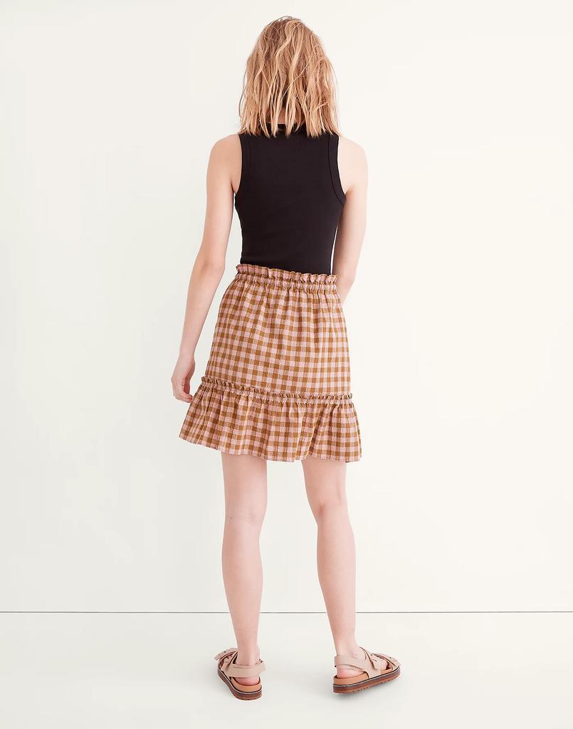 商品Madewell|Pull-On Ruffle Tiered Mini Skirt in Gingham Seersucker,价格¥331,第5张图片详细描述