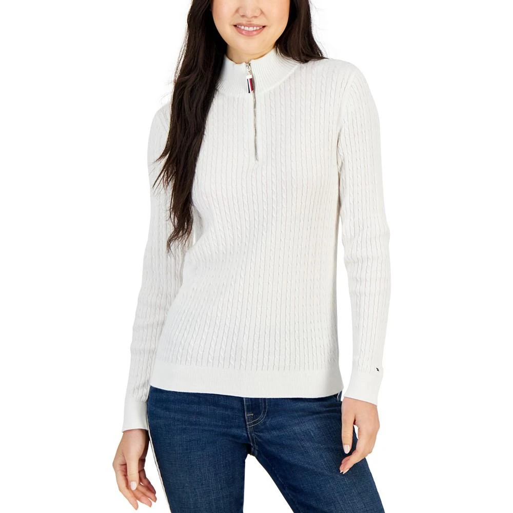商品Tommy Hilfiger|Women's Cotton Mock Turtleneck Cable-Knit Sweater,价格¥226,第1张图片详细描述