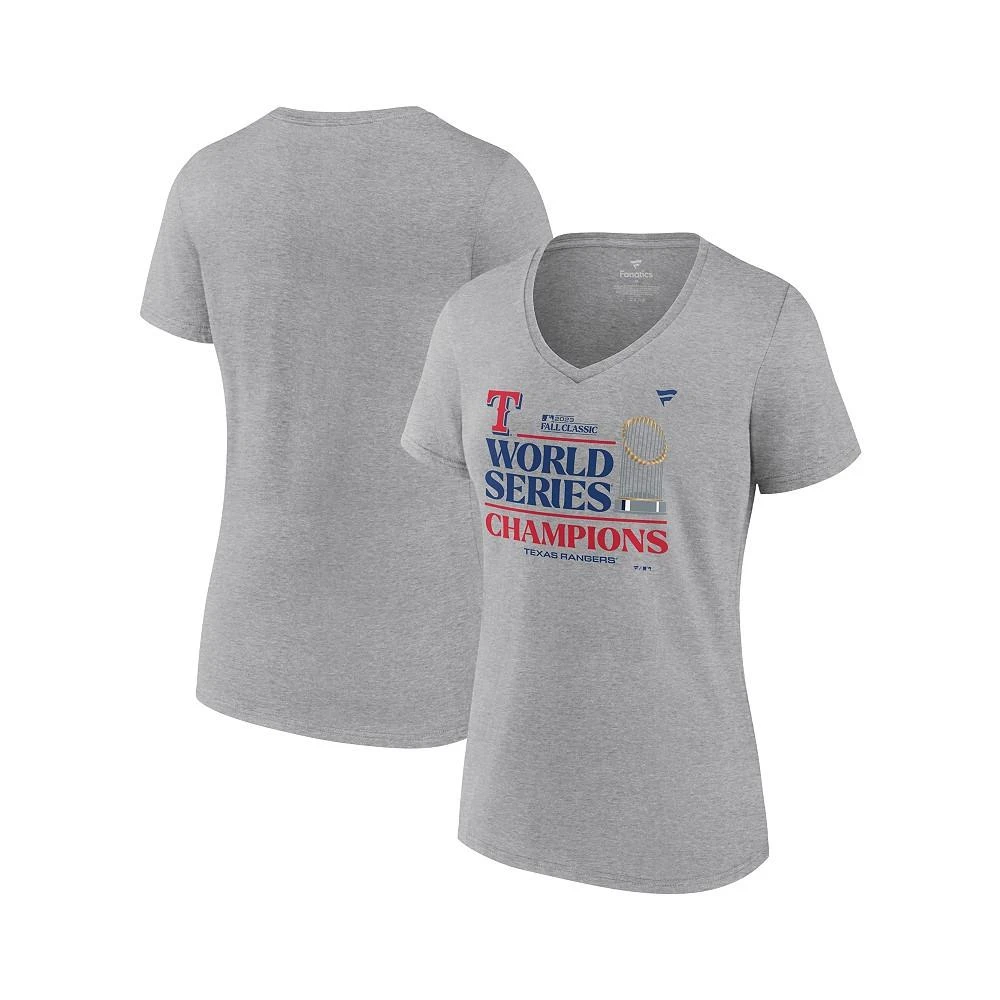 商品NIKE|Women's Heather Gray Texas Rangers 2023 World Series Champions Locker Room V-Neck T-shirt,价格¥302,第1张图片