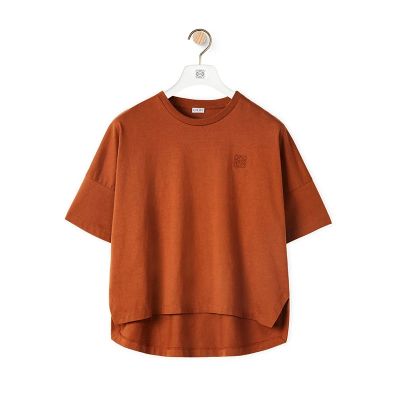 商品Loewe|【预售3-7天】LOEWE/罗意威 22年春夏新款 女士棕色纯棉超大号短款短袖T恤S359333XC9-2530,价格¥2533,第4张图片详细描述