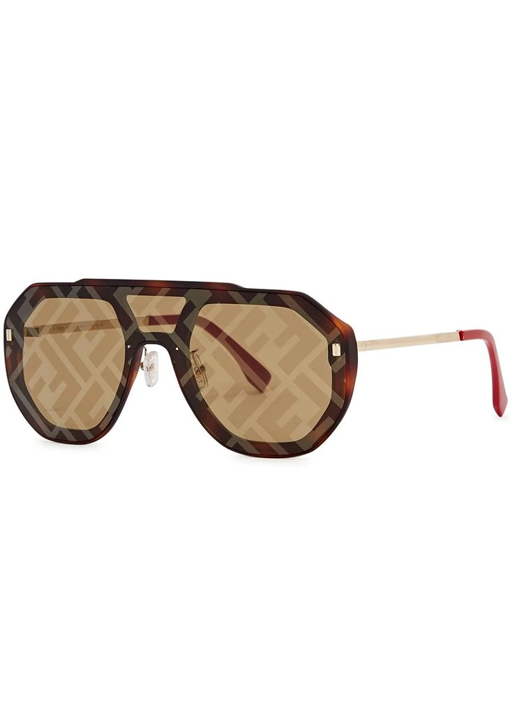商品Fendi|Tortoiseshell FF-print aviator-style sunglasses,价格¥2815,第1张图片