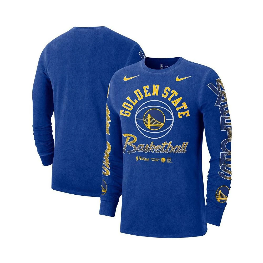 商品NIKE|Men's Royal Golden State Warriors Courtside Retro Elevated Long Sleeve T-shirt,价格¥338,第1张图片