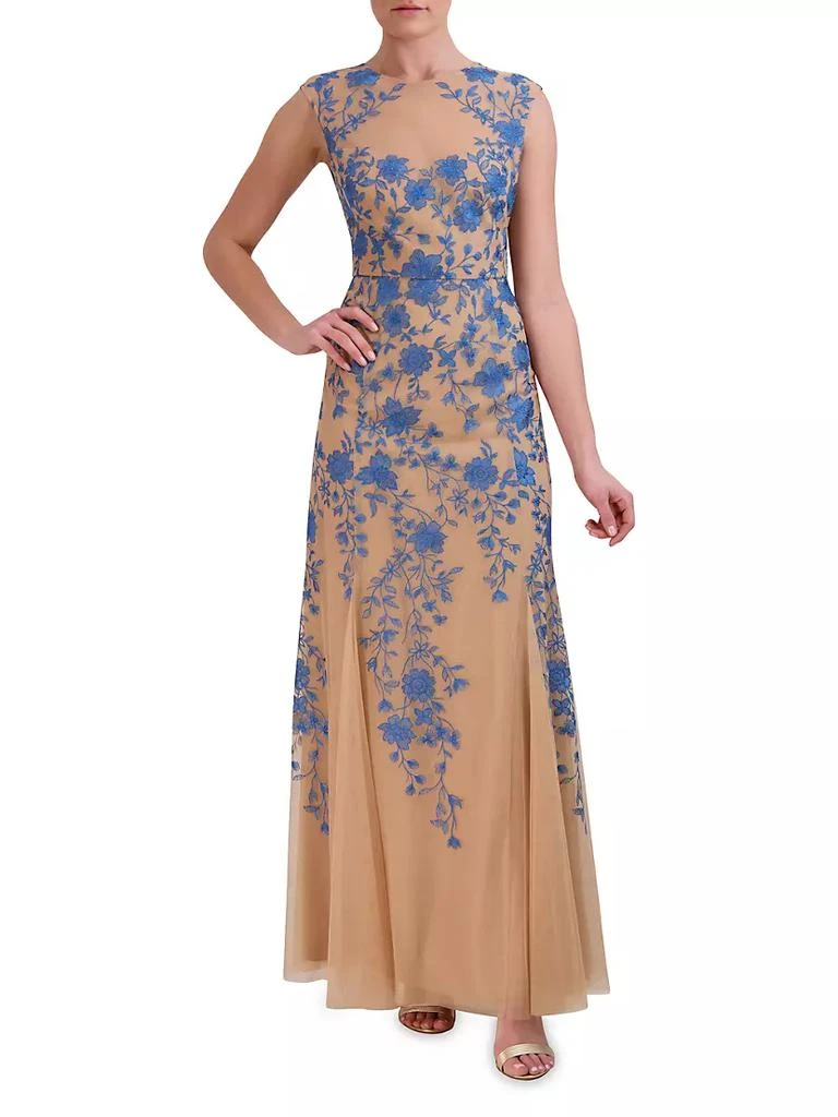 商品BCBG|Floral-Embroidered Tulle Gown,价格¥4088,第3张图片详细描述