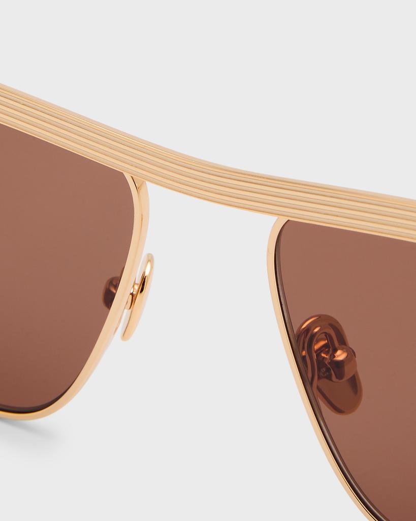 Nanushka Noran Brown Stainless Steel & Acetate Aviator