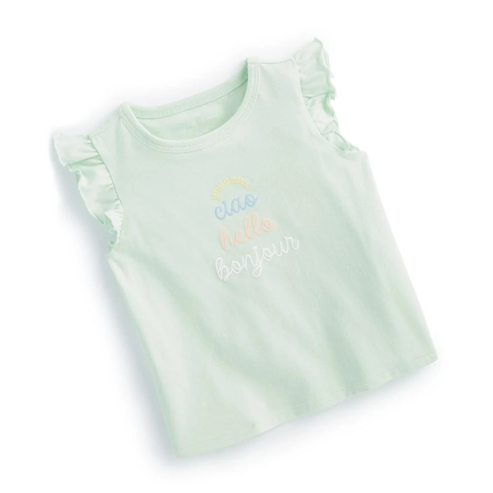 商品First Impressions|Baby Girls Hello Flutter-Sleeve Graphic T-Shirt, Created for Macy's,价格¥75,第1张图片