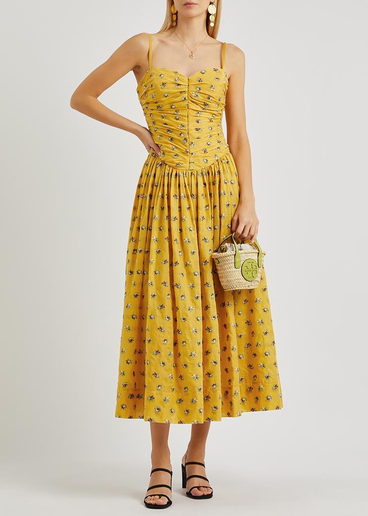 商品Tory Burch|Yellow floral-embroidered cotton dress,价格¥7821,第6张图片详细描述