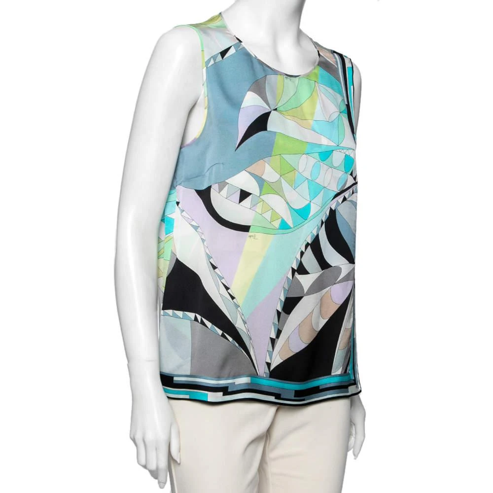 商品[二手商品] EMILIO PUCCI|Emilio Pucci Multicolor Printed Silk Sleeveless Top M,价格¥824,第2张图片详细描述