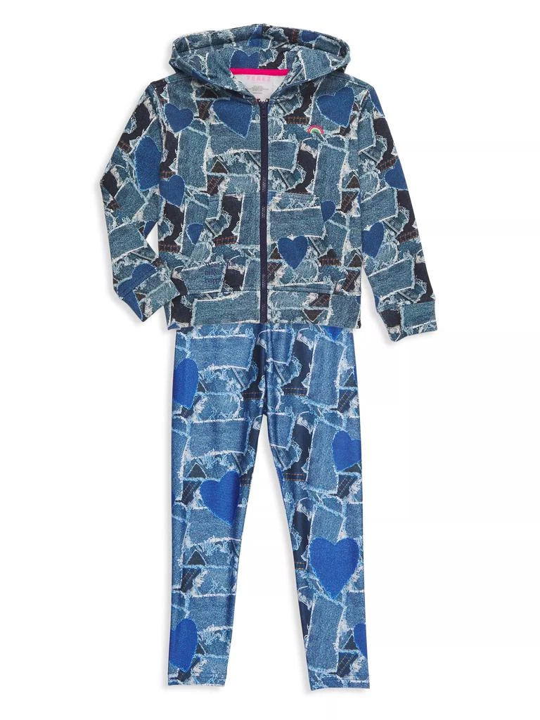 商品Zara Terez|Little Girl's Denim Heart Patchwork Leggings,价格¥217,第2张图片详细描述