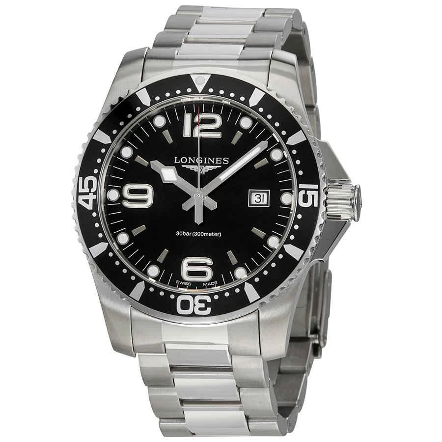 商品Longines|HydroConquest Black Dial Men's 44mm Watch L38404566,价格¥5973,第1张图片
