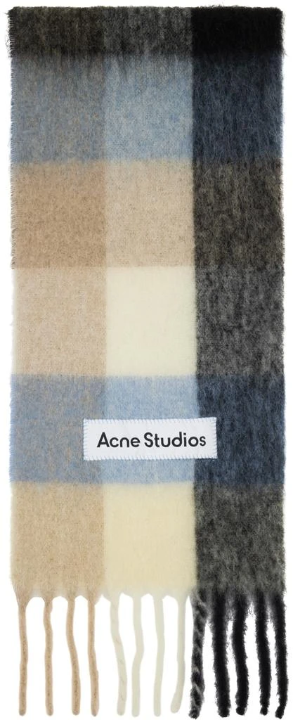 商品Acne Studios|Blue & Black Mohair Checked Scarf,价格¥2386,第1张图片