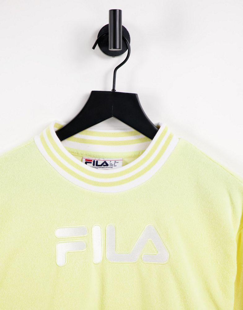 商品Fila|Fila towelling cropped sweatshirt in yellow,价格¥175,第4张图片详细描述