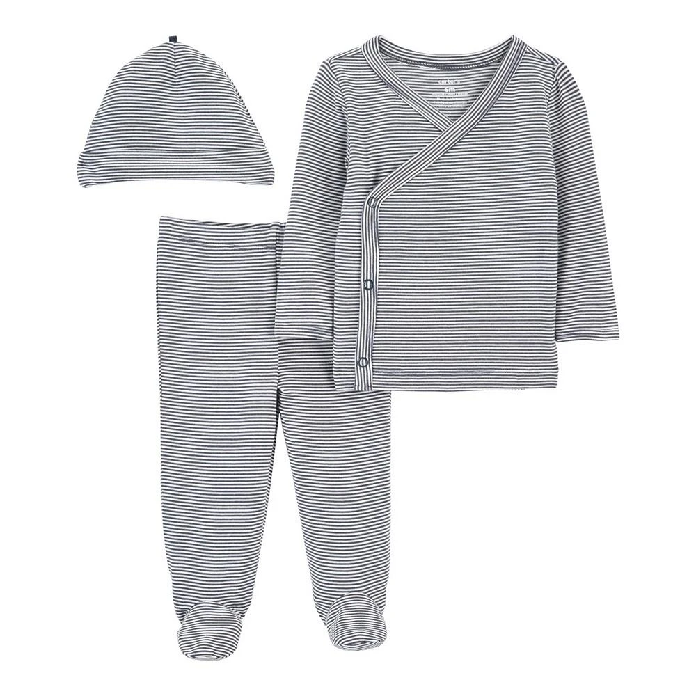 商品Carter's|Baby Boys or Baby Girls PurelySoft Side Snap Cardigan, Pants and Cap, 3 Piece Set,价格¥122,第1张图片