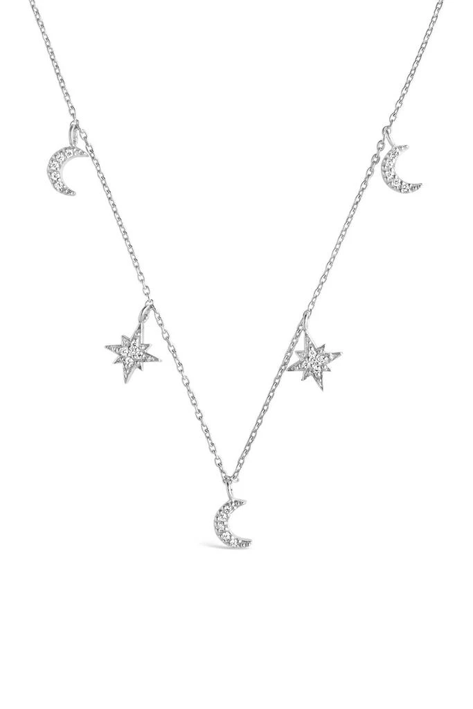 商品Sterling Forever|Cubic Zirconia Moon & Burst Charm Necklace,价格¥263,第1张图片