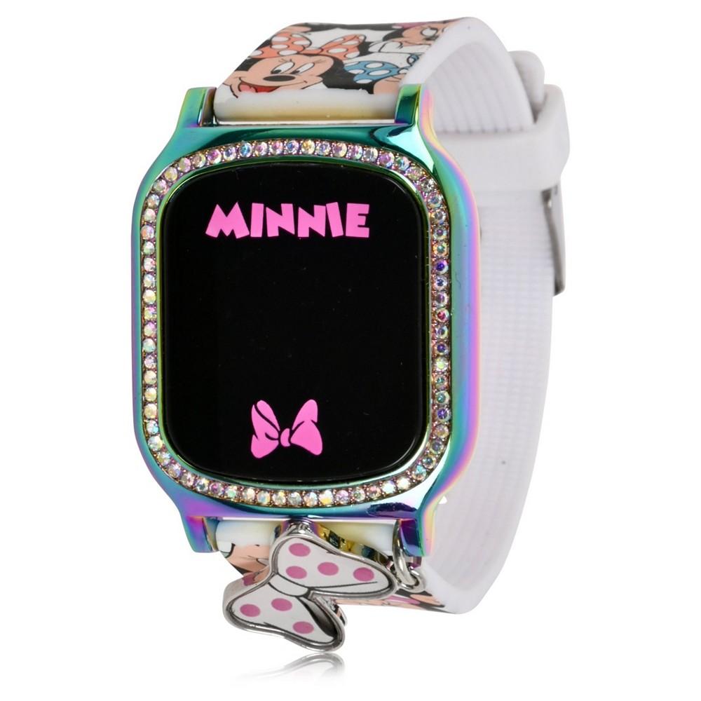 Minnie Mouse Kid's Touch Screen White Silicone Strap LED Watch, with Hanging Charm 36mm x 33 mm商品第2张图片规格展示