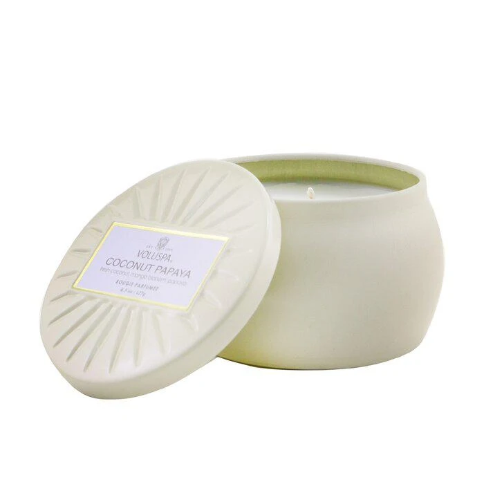商品Voluspa|Voluspa 镀金银系列 小铁罐香薰蜡烛 - 椰子木瓜 127g/4.5oz,价格¥89,第1张图片